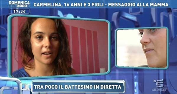 Carmelina, mamma di tre figli a 16 anni: la sua storia a Domenica Live Carmelina, mamma di tre figli a 16 anni: la sua storia a Domenica Live